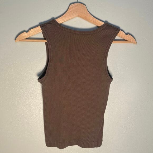 Brown Brandy Melville Ribbed Crop Tank One Size - Picture 3 of 3